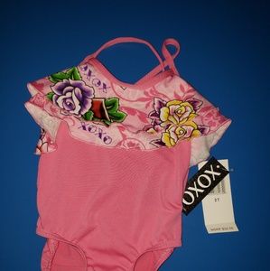 Nwt XOXO swimming suit girls size 2T pink roses